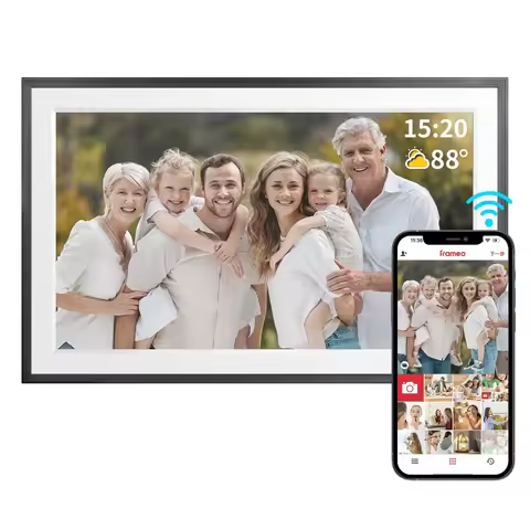 32GB 15.6" Frameo Digital Picture Frame WiFi, Large Electronic Photo Frames 1920 x 1080 IPS FHD Touc