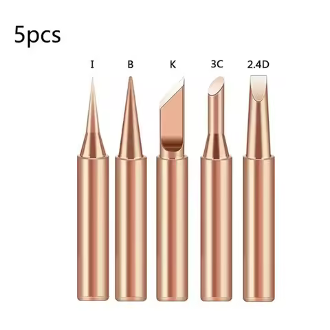5PCS Soldering Irons Copper Iron Tip I/B /K/2.4D/3C Set 900M-T Welding Tip Head Tools Hot Bare Coppe