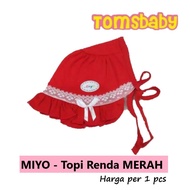 MERAH [TOMS] MIYO (1pcs) RED Lace Hat / Baby Girl Hat / Girl Bonnet