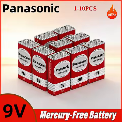 Original Panasonic 9V Alkaline Battery 6F22ND pilas Mercury-Free Long Life for Smoke Detector/Alarm 