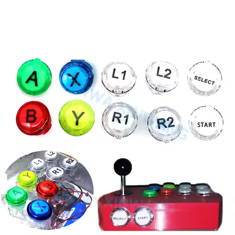 10PCS Clear Push Button 30mm A B X Y L1 L2 R1 R2 SELECT START For DIY XBOX360 Arcade Game Machine Jo