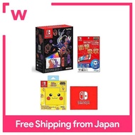 Nintendo Switch (OLED model) Scarlet Violet Edition + Nintendo Switch OLED protective film multifunctional + Nintendo Switch card case Card Pocket 24 Pokemon Pikachu ( Nintendo Switch logo design microfiber cloth included)