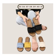 Fashion Pleated Suede Women Flat Slippers Selipar Kasut Perempuan / Selipar Flat Perempuan HDSE