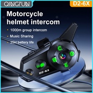 【New】D2-6X Intercom Helmet Bluetooth Headset Noise Reduction Music Sharing Mixing 1 to 5 Wireless Mo