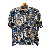 Hawaiian Shirt Chest 50 Shoulder 19 Length 30 Blue Puritan Brand 1 Rayon (W05) Second Hand