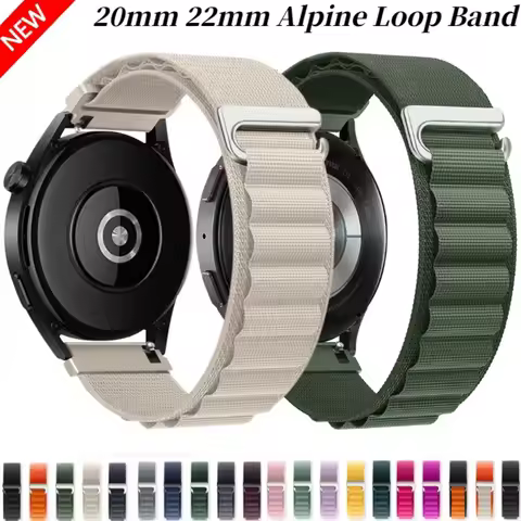 20mm 22mm Nylon Alpine Band For Samsung Watch 7 6 5 4/Huawei Watch 5/GT6-5-4 Pro Wristband Amazfit B