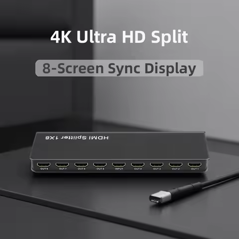 4K1x8 HDMI Splitter 1 in 8 out HDMI Video Distributor Amplifier 8 HDMI Display Duplicate for DVD PS3