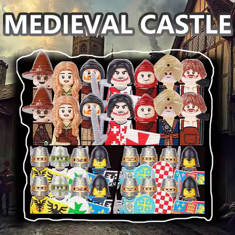 Medieval Castle Knight Building Blocks Military Warrior Blacksmith Black Eagle Red Lion Witch Farmer