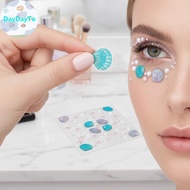 DayDayTo Sparkling Mermaid Shell Pearl Face Stiers 3D Rhinestone Temporary Tattoos 1 Sheet Long Last