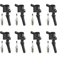 Ignition Coil Pack Set of 8 Pcs DG508 & for Motorcraft Spark Plug SP479 compatible with Ford 4.6L 5.