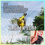 Black bird net 2.5 meters wide ± 30M long ~ Ready to use 2 inches sold again