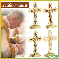 NuEra Standing Crucifix Saint Benedict Metal Crucifix Cross Ornament Decoration Car and Office