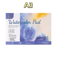 Watercolor Sketchbook 200 GSM Single-Sided Cold-Pressed Texture 30 Sheets A3/A4/A5 Sizes Premium Woo