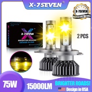 「Clearance Sale」X-7SEVEN USA 2PCS 75W 15000LM 3000K Yellow LED Fog Light Bulb 9005 9006 H27