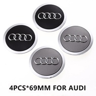 【Ready Stock】4pcs 69mm Car Wheel Center Cap Covers Hubcaps Car Rims Cover Badge Emblem for Audi A4 A