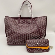 GOYARD 酒紅色雙面LOGO x牛皮ANJOU TOTE