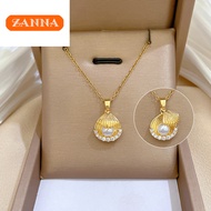 rantai leher emas 916 double layered pearl shell necklace