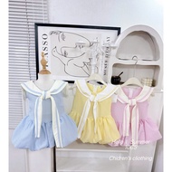 Dress Sleeveless Lovely 3-Color Sailor Collar for Girls 8-18kg DT1065