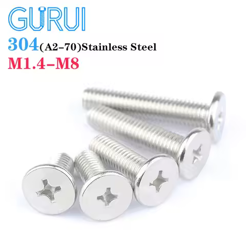 304 Stainless Steel CM Cross Laptop Screws M1.4 M1.6 M2 M2.5 M3 M4 M5 M6 M8 Phillips Ultra Thin Supe