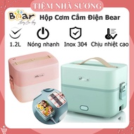 Bear DFH-B12E1 Electric Rice Box, Stainless Steel 2-Storey Heat-Keeping Lunch Box, Super Fast, Compact, Easy To Carry