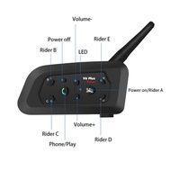 Helmet Communicator Bluetooth System V6 PLUS 1500M 6 Riders Intercom Wireless