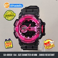 Original G Shock Men GA-400SK-1A4 GA400SK-1A4 Analog Digital GA400SK Watch Pink Black Transparent Re