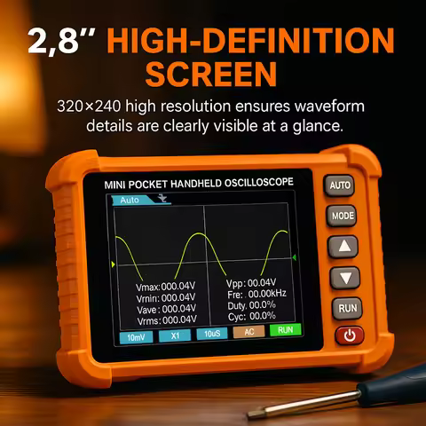 BT-500K Handheld Oscilloscope 2.5MS/s 500kHz Pocket Digital Scope 2.8 LCD 400mAh Type-C for Repair
