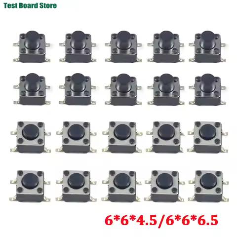 20/50/100pcs Push Button Switch 6*6*4.5/6*6*6.5 Tact Switch Tactile 6x6x4.5/6x6x6.5 SMD SMT height i