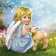 Full Beads 5D Diamond Painting Angel Little Girl on The Grass