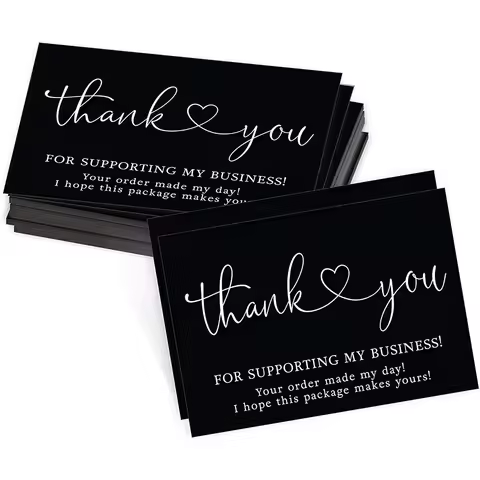 30pcs Black Thank You for Supporting My Small Business Cards, Small Thank You for Your Order Cards f