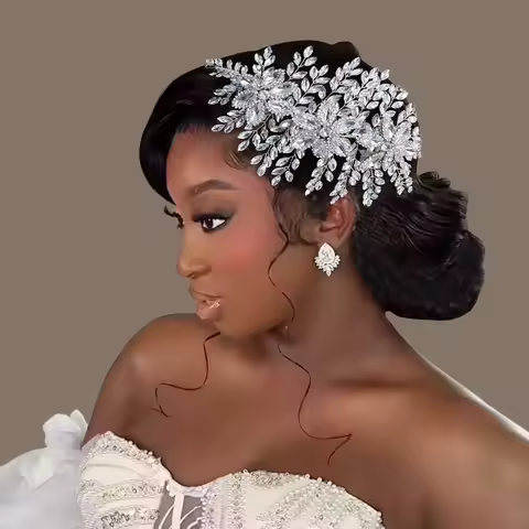 DZ012 Flower Wedding Crown Luxury Bridal Hair Accessories Multicolor Rhinestone Women Headband Pagea