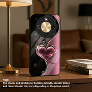 Phone Case - Black Heart-shaped Pattern White Light Glass Phone Case, Light Luxury And High-end, Sui