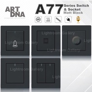 ART DNA A77 Switch and Socket Series Matt Black Door Bell / CAT5E / CAT6 / DIMMER /1G AUTOGATE / 2G AUTOGATE