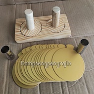 2-Hole Wooden Donut Mold [6&7] cm + Gold Base 50pcs Donuts Dunkin Doughnut Cookies