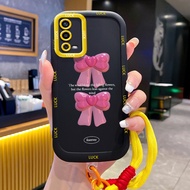 OPPO A55 4G Case Pink Bowknot With Lanyard
