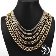 ⟪Shine⟫ Smooth Cuban Curb Chain Necklace 2.5mm to 10mm, 16 to 24 inches | Stainless Jewelry