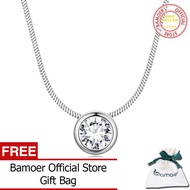 BAMOER แท้925เงินสเตอร์ลิงสร้อยคอเพทายหรูหราสำหรับผู้หญิงเครื่องประดับแฟชั่น SCN491