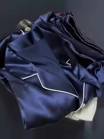 Fimtairah Real 19MM Thicken 100% Silk Pajamas Autumn Silk Pijima Two Sets Men's Home Wear Sleepwear