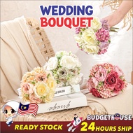 [1 Bouquet/1 Ikat] Premium Roses & Peony Bridal Hand Bouquet Artificial Flowers for Wedding - Budget