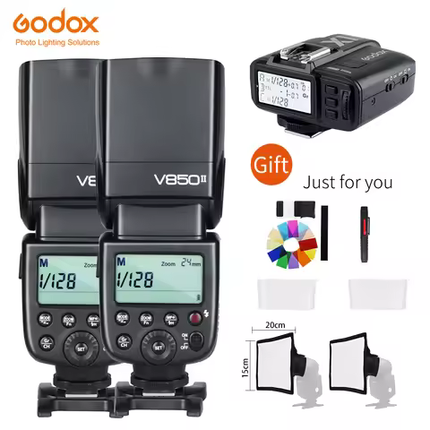 2xGodox V850II GN60 Li-ion Battery 2.4G Wirless X System Speedlite Flash + X1T-C/N/S/F/O Trigger For
