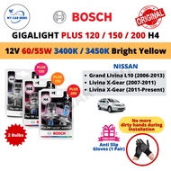BOSCH Gigalight Plus 120 H4 Headlight Bulb 12V 60/55W 2pcs for Nissan Grand Livina L10 (2006-2013) /