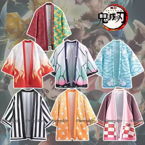 Anime Cosplay Costume Cloak Kimetsu Haori Kimono Agatsuma Zenitsu Kochou Shinobu Summer Coat Shirt T