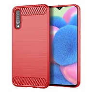 Phone Cover For Samsung Galaxy A30s / A50 / A50s Shockproof Anti Scratch Cases Soft Silicone TPU Casing Carbon Fiber Tex