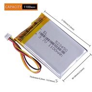 3.7V 1100mAh 523450 JST1.25mm 3pin Rechargeable Lithium Li-ion Polymer Battery