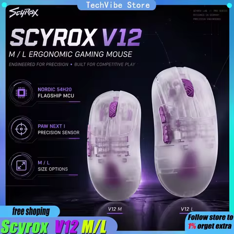 Newest SCYROX V12 M/L V8s V6s 8K Wireless Ultra-Lightweight Gaming Mouse Ergonomics PAWNEXTI ESports
