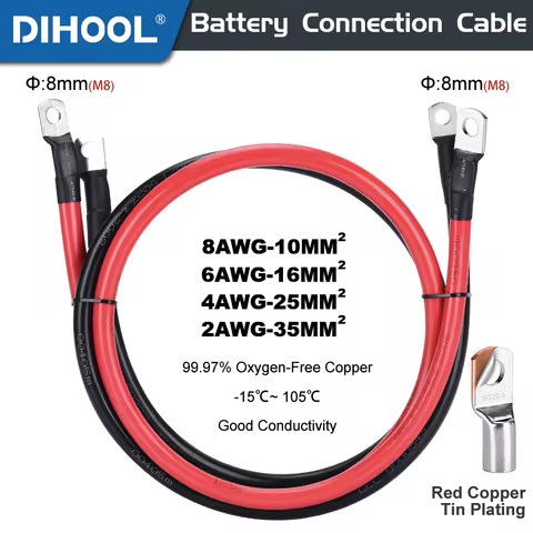 Battery Inverter Cable 8 6 4 2 AWG Multi-strand Copper Wire With M8 SC Terminal For Car Boat Photovo