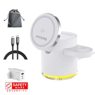 Anvers 3 in 1 Wireless Charger Stand Qi2 15W Fast Charging Station for iPhone iWatch AirPods Samsung