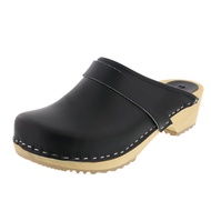 Bjork Maja Wood Open Back Leather Clogs