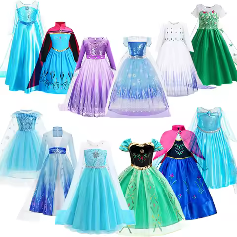Elsa Dress for Girls Elsa Costume Snow Queen Anna Dress Cosplay Birthday Party Children Kids Carniva