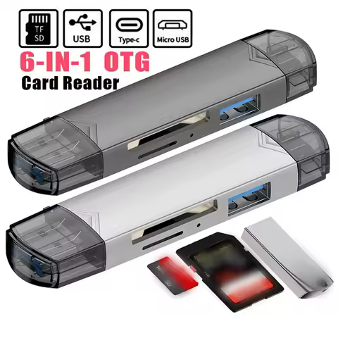 6 In 1 USB Typ-C Adapter TF SD Memory Card Reader OTG USB C Card Connector For iPhone 16 15 Pro Max 